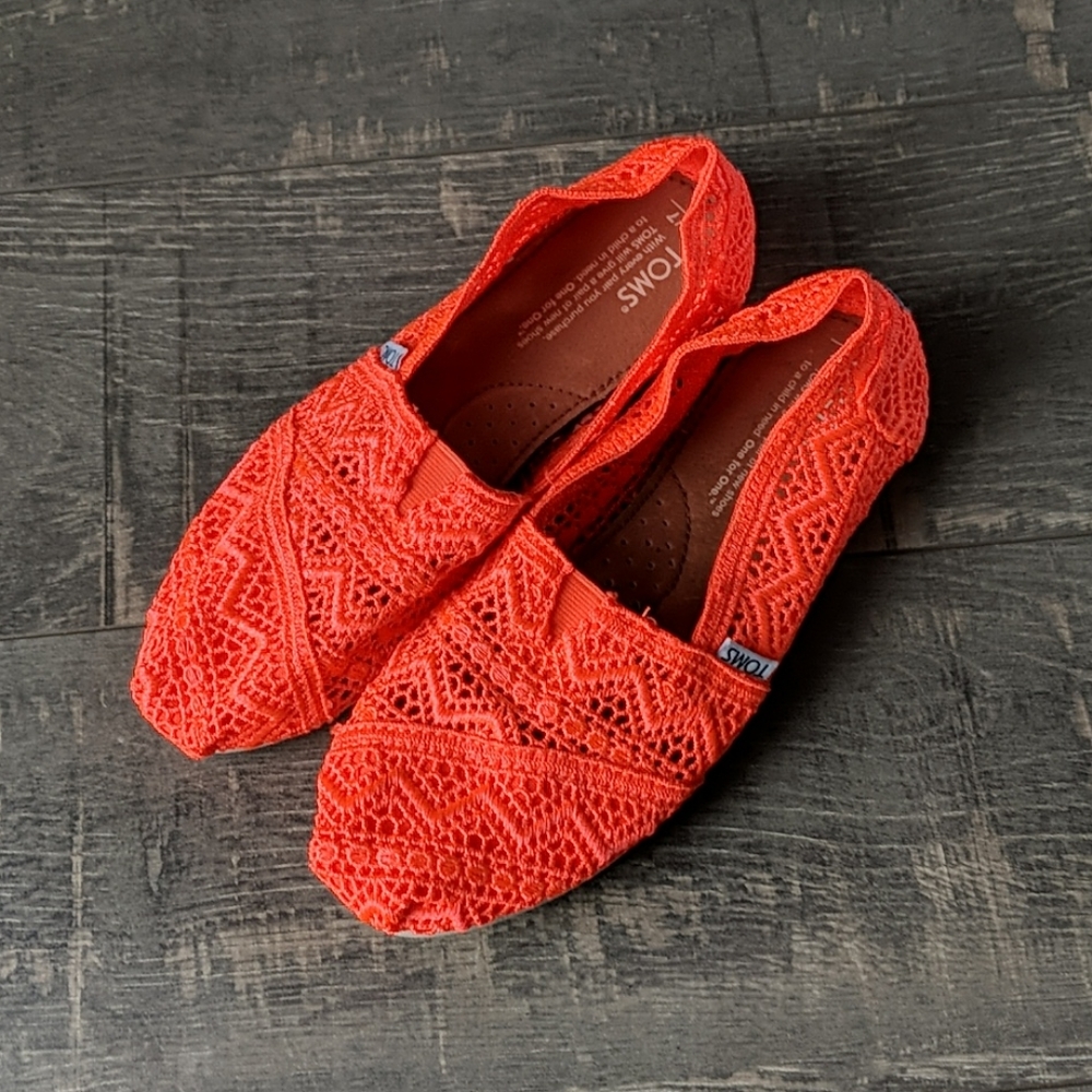 Toms Flats Crochet Lace Classic Neon Shoes BX139